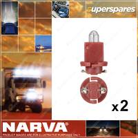 2 x Narva 24V 0.4W Ebsr (Bax) Red Base Dash Panel Globe 13mm wide x 20mm
