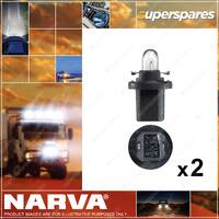 2 x Narva 12 Volt 1.2W B8.5D Bax 10D Black Base Dash Panel Globe 47762