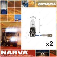 2 x Narva H3 Halogen Globe Lights Headlight 12 Volt 100W Pk22S BL 48351