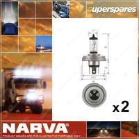 2 x Narva H4 Halogen Globe Lights Headlight 12 Volt 60/55W P45T R2 48884