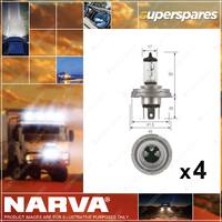 4 x Narva H4 Halogen Globe Lights Headlight 24 Volt 75/70W P45T R2 48894