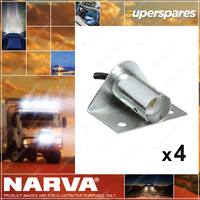 4 x Narva UNIV. BA9s Globe Base Holder Surface Mount Bayonet with Mount Bracket