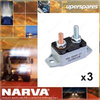 3 x Narva 40 Amp Manual Plastic Resetting Circuit Breaker - 51 x 21mm 54940