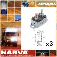 3 x Narva 50 Amp Manual Resetting Circuit Breaker - Size 51 x 21mm 54950