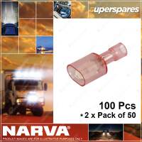 Narva Fully Insulated - 6.3x0.8mm Male Blade Terminal - Red 56111 2 x Pack of 50