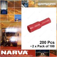 Narva 4.0mm Female Bullet Terminal Red Wire Size 2.5-3mm 2 x Pack of 100