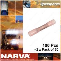 Narva Adhesive Lined Cable Joiner Terminals Red 56350 2 x Packs of 50