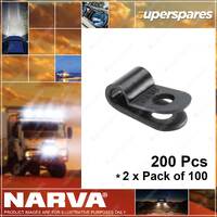 Narva 6.4mm 1/4" Nylon Cable Clamps Black P-Clips 56582 2 x Pack of 100