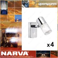 4 x Narva 10-30 Volt Chrome Interior Lamp Dimming W/Switch 3200K 87466