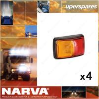4 x Narva LED Side Marker Lamp Red Amber with Black Deflector Base 10-33V 91402