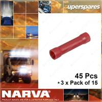 Narva Red Insulated Cable Joiners Wire Size 2.5-3mm 3 x Blister Pack of 15