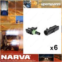 Narva 1 Way Male/Female Waterproof Connector Housing 3 x Blister Pack of 2