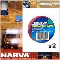 2 x Narva 20 Meters Red PVC Flame Retardant Insulation Tape - Size 0.2mm x 19mm