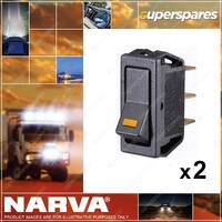 2 Narva Off/On Rocker Switch - push-fit design push on terminal With Amber LED