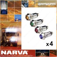 Narva 24 Volt Chrome Pilot Lamp with Green LED 62096BL 4 x Blister Pack of 1