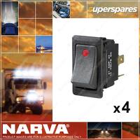 Narva 12V Illuminated Off/On HD Rocker Switch Red 63047BL 4 x Blister Pack of 1