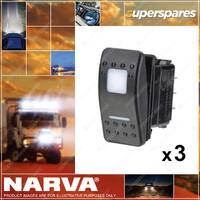 Narva 12/24V On/Off/On LED Illuminated Sealed Rocker Switch 3x Blister Pack of 1
