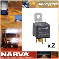2 x Narva 24V 30Amp Normally Open 5 Pin Relay with Resistor - Blister Pack