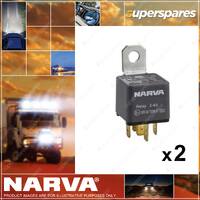 2 x Narva 24V 30 Amp Normal Open 5 Pin Relay with Diode - Blister Pack