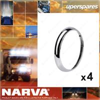 4 x Narva Steel Headlamp Bucket - Replacement Chrome Trim Ring 72193R
