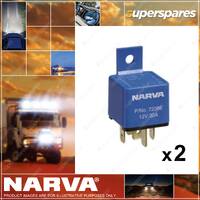 Narva 12V 30A 5 Pin Mini Relay with Resistor 72386BL 2 x Blister Pack of 1