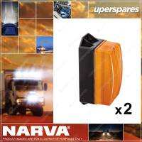 2 x Narva LED Quad Flash Strobe Light Amber Flange Base 12-80 Volts 85346A