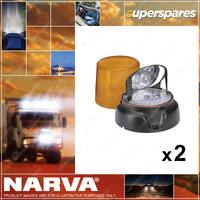 2 x Narva 12 / 24 Volt Aeromax L.E.D Rotating Beacon Amber Flange Base 85470A