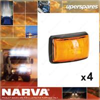 4 x Narva LED Side Marker Front End Amber Lamp Black Deflector Base 10-33V