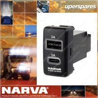 Narva 12V Illuminated USB-C Port for Toyota Prado 100 Landcruiser 79 100 Hilux