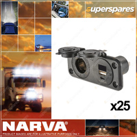Narva Heavy-Duty Twin Accessory USB & USB-C Socket - Black Housing 25 Pack