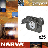 Narva Heavy-Duty USB-A & USB-C Single Socket - Black Housing 25 Pack