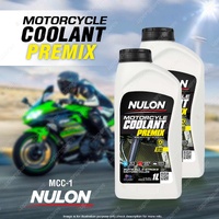 2 x Nulon Motorcycle Coolant Premix 1 Liter MCC-1 Premixed Engine Coolant