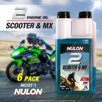 6 x Nulon 2 Stroke Scooter & MX Motorcycle Engine Oil Low Smoke 1L MC2ST-1