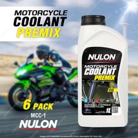 6 x Nulon Motorcycle Coolant Premix 1 Liter MCC-1 Premixed Engine Coolant