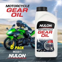 6 x Nulon Motorcycle Gear Oil MCGO-1 Balanced Lubricant 1L API SG API GL-4 10W40