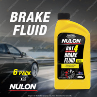 6 Pack Nulon Full Synthetic DOT 4 Brake Fluid 500ml 602728722 Replaces XBF