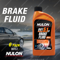 6 x Nulon Full Synthetic DOT 5.1 LV Brake Fluid 500ml Low-Viscosity 602728739