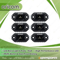 6 x Oricom LED Rock Lights RGB - IP69K Highest Water & Dust Rating RKLBT6RGB