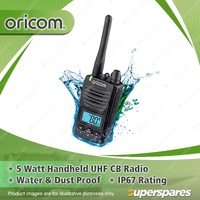Oricom 5 Watt Handheld UHF CB Radio - with Antenna & Charger IP67 Rating DTX600