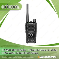 Oricom IP67 Compact 2 Watt UHF CB Radio - with Backlit LCD Display UHF2600-1