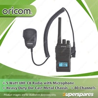 Oricom 5 Watt Handheld UHF CB Radio - with Microphone 80 Channels UHF5400BK-SPK