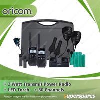 2x Oricom 2 Watt Handheld UHF CB Radios - Twin Charging Cradle UHFTP2390