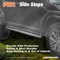 Pair of PIAK Side Steps AL Checkerplate Black for Toyota Hilux Double Cab 15-On