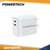 Powertech Charger Power Adapter 30W Dual USB-C Wall Charger Fast Charging