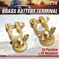 Projecta 3/8" 10mm Brass Battery Terminal Positive + Negative HD Wingnut 2 Boxes