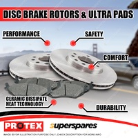 Protex Front Brake Rotors + Ultra Pads for Peugeot 307 Without ESP 2000-2005