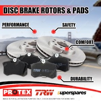 Protex Rear Disc Brake Rotors + TRW Pads for Citroen C3 1.6L 2002-on