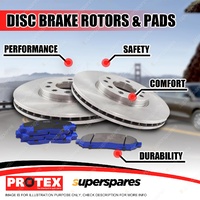 Protex Rear Disc Brake Rotors + Blue Pads for Nissan Pathfinder R51 16" wheels