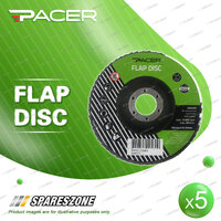 5 x Pacer Flap Disc Diameter 125mm 60 Grit For General Purpose Grinding Tasks