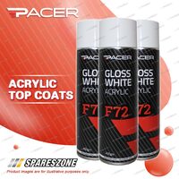 3 x Pacer F72 Gloss White Acrylic 400Gram Aerosol Special UV Absorbing Additives